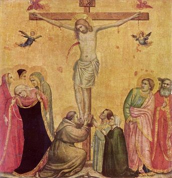 The crucifixion, oil on wood by Giotto (1266-1337), Alte Pinakothek, Munich, Germany